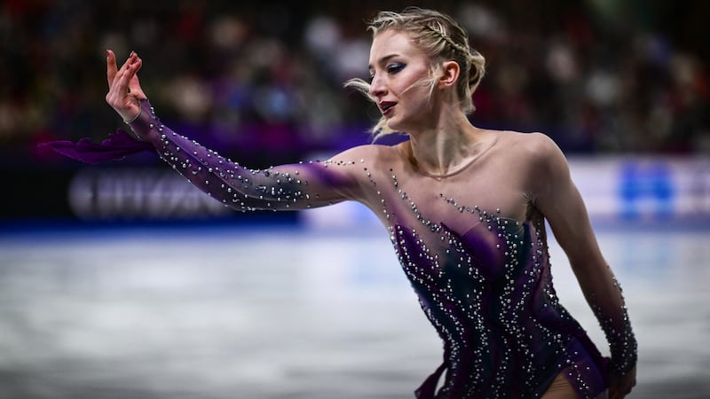 US Amber Glenn competes in the free skating program during the ISU Grand Prix Final at the...