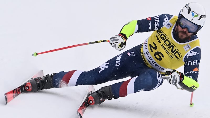 US Jared Goldberg competes in the Men's Super-G race as part of the FIS Alpine ski World Cup...