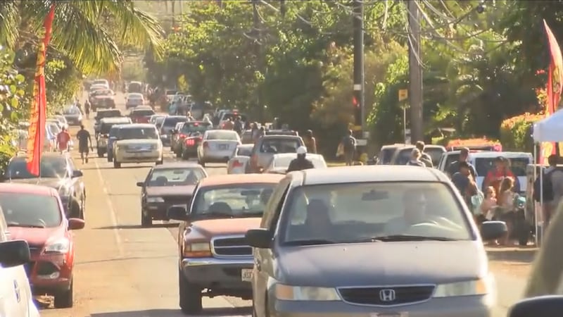 North Shore traffic during the 2023 Eddie Aikau Big Wave Invitational