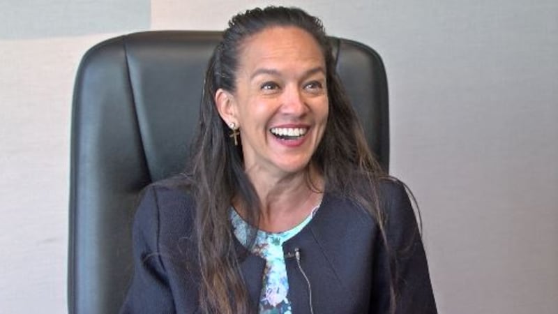 Honolulu Authority for Rapid Transit CEO Lori Kahikina laughs during interview with HNN.