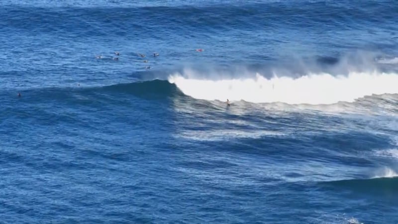 Surf at Waimea Bay on Oahu's North Shore on Dec. 19, 2024