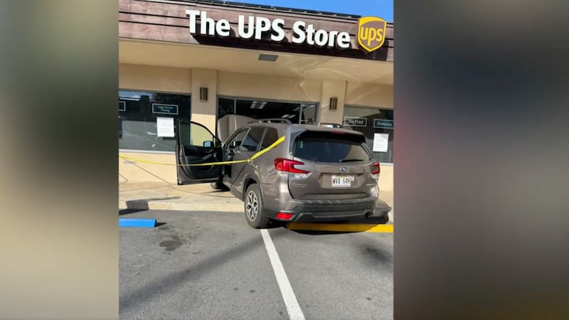 A car plowed into a UPS store Wednesday afternoon in East Oahu.