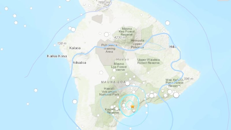 The star indicates the location of the earthquake.