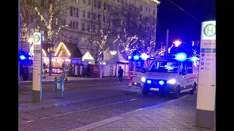 A car drove into a group of people at a Christmas market in Germany. (Source: dpa via The...