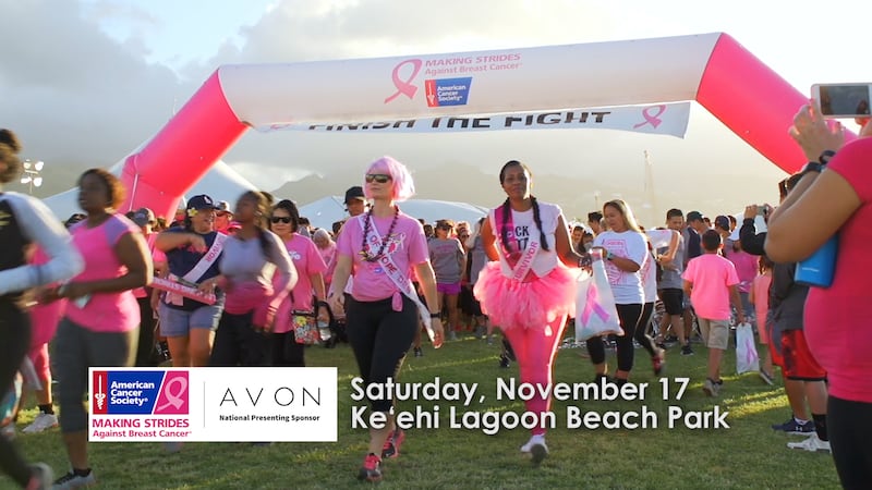 Supporters at the start line of the Making Strides Against Breast Cancer walk