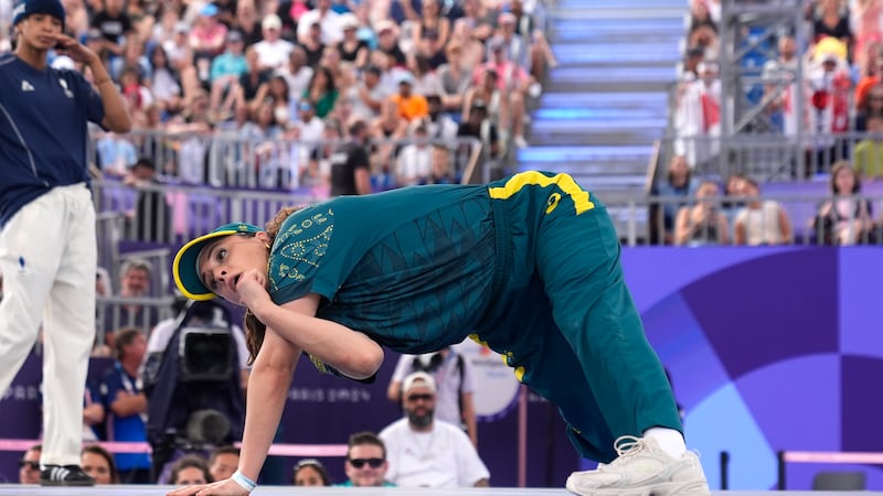 Australia's Rachael Gunn, known as B-Girl Raygun, competes during the Round Robin Battle at...