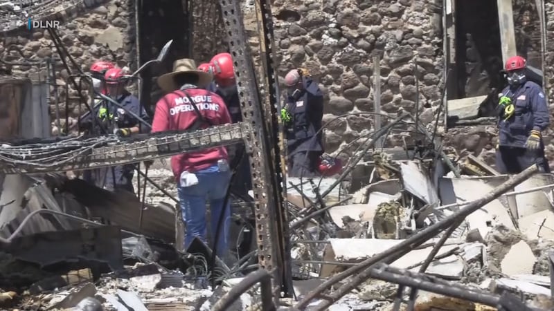 Crews sift through debris in the aftermath of Lahaina’s devastating wildfire.