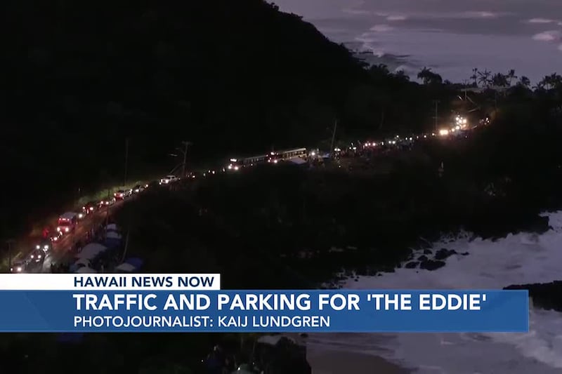 Thousands of spectators were up before dawn Sunday morning, making their way to Waimea Bay for...