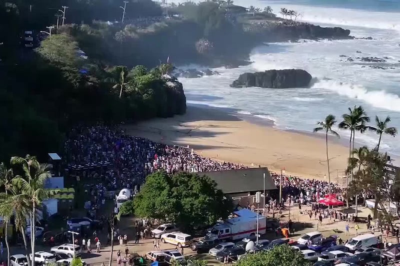 Tens of thousands of people gathered on Oahu’s North Shore to witness the historic event Sunday.