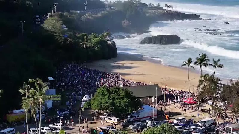 Tens of thousands of people gathered on Oahu’s North Shore to witness the historic event Sunday.