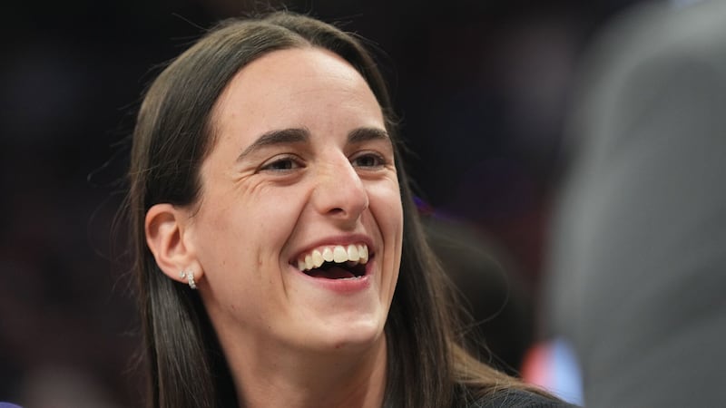 Nov 30, 2024; Phoenix, Arizona, USA; Indiana Fever player Caitlin Clark looks on during the...