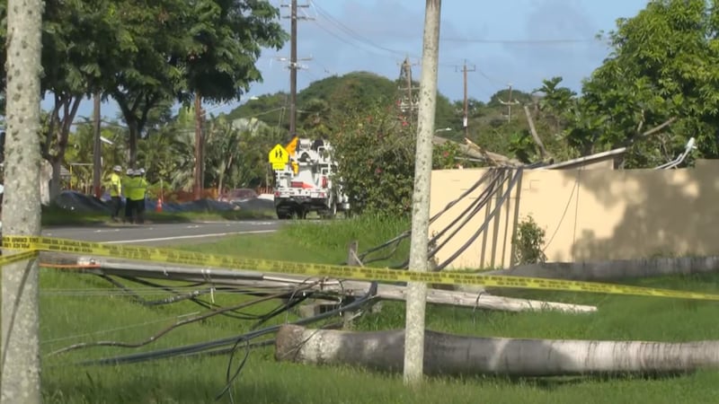 A crash involving a semitruck downed several poles along Kailua Road.